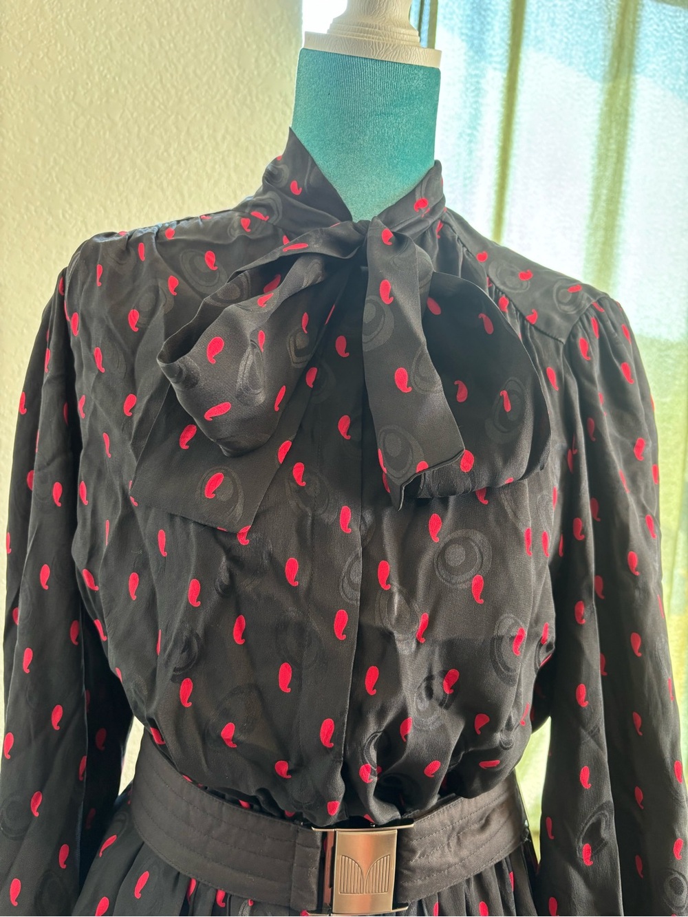 Vintage 70s Helga Whimsigoth Midi Dress Black Red Boho Grunge Cottagecore 12 - Picture 4 of 8